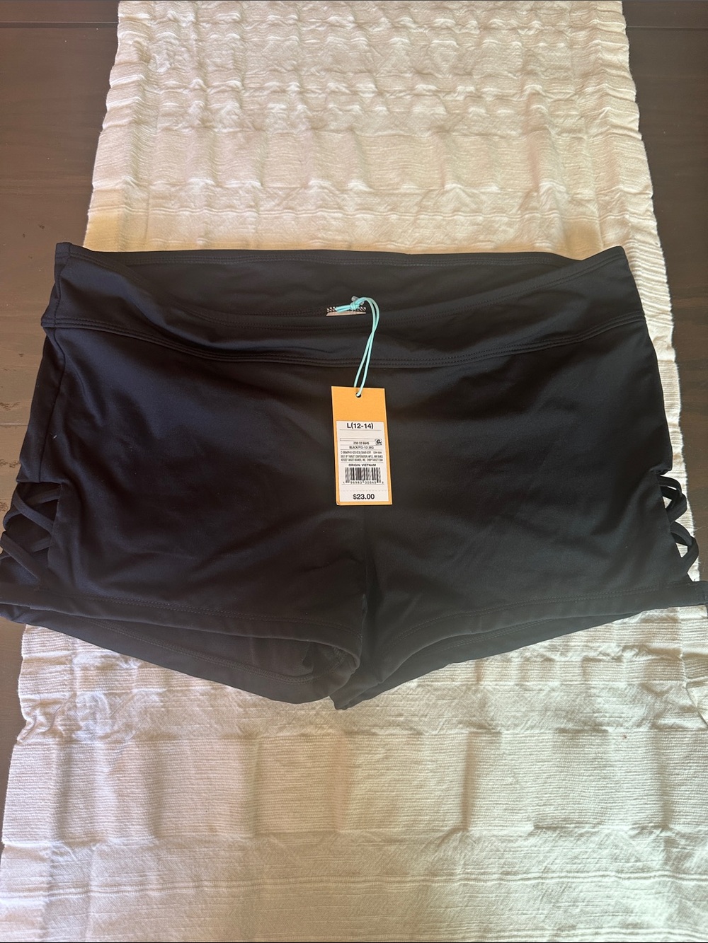Kona Sol Black Women's Swim Bike Shorts with Side Lattice